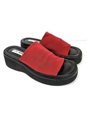 Steve Madden Red Slinky Stretchy Slide Platform Sandals 7/7.5 Y2K  90's Vintage